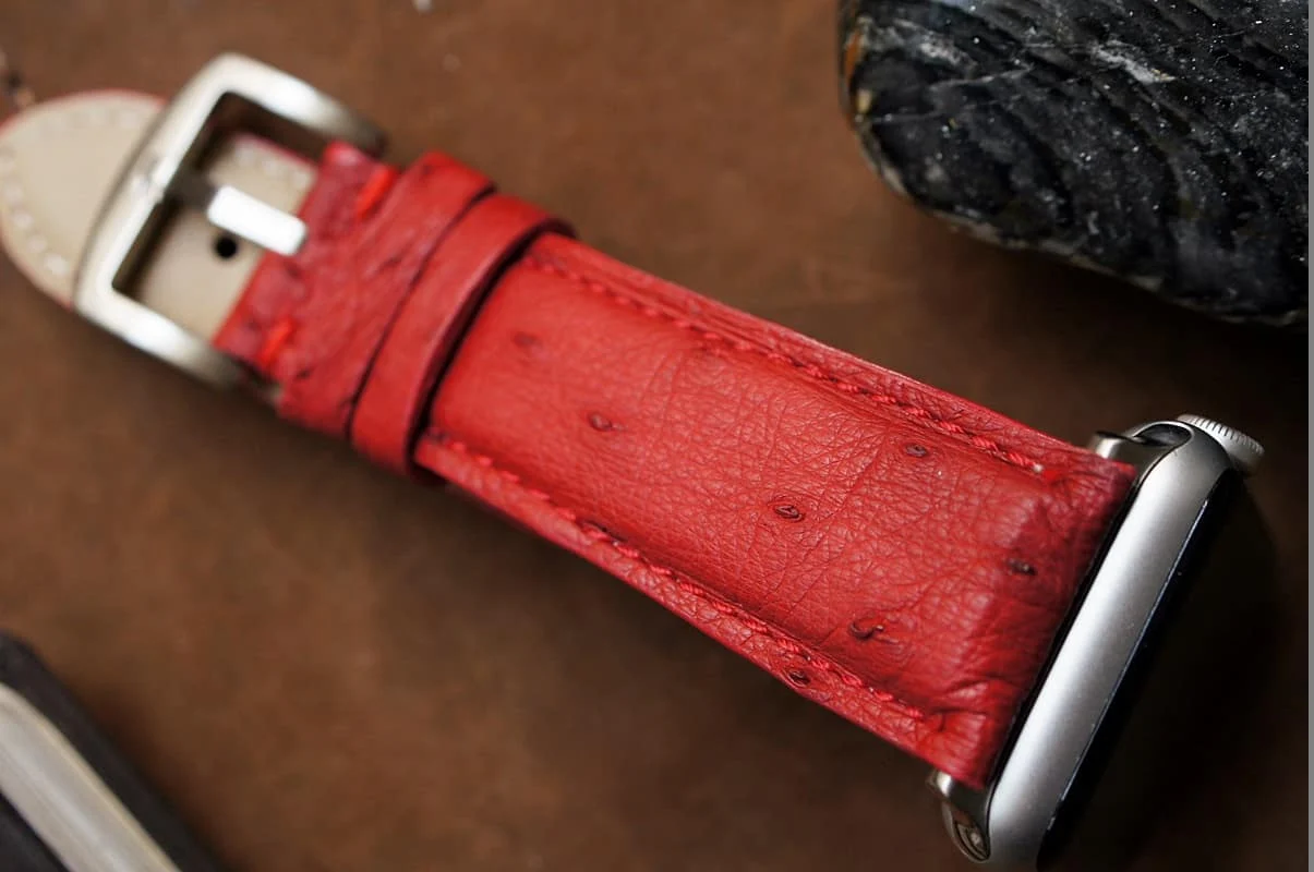Handmade Ostrich Belly Strap 1 incl. Lugs Adapter + Buckle for Apple Watch Series 1 2 3 4 – image 5